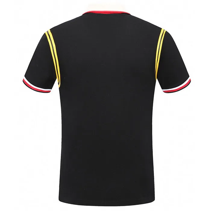 Polo Shirt Men Applique Embroidery Striped Sleeves Comfortable Summer Short Wear Top Men`s