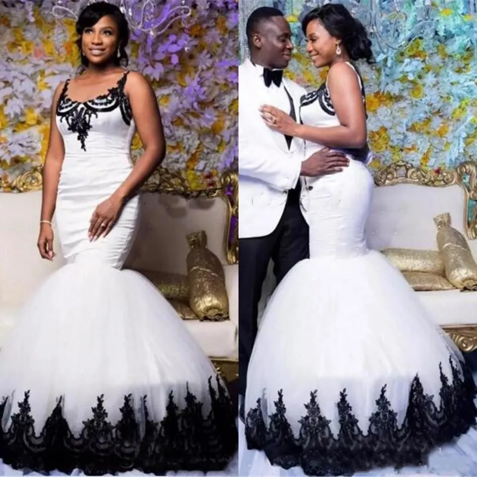 Black and white mermaid wedding dresses sale