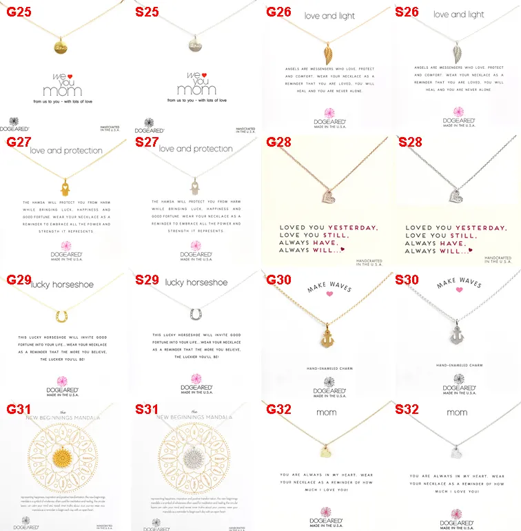 Dogeared Fashion choker Necklaces With White card Gold Silver Plated Pendant Necklace 49 Designs in Silver Gold