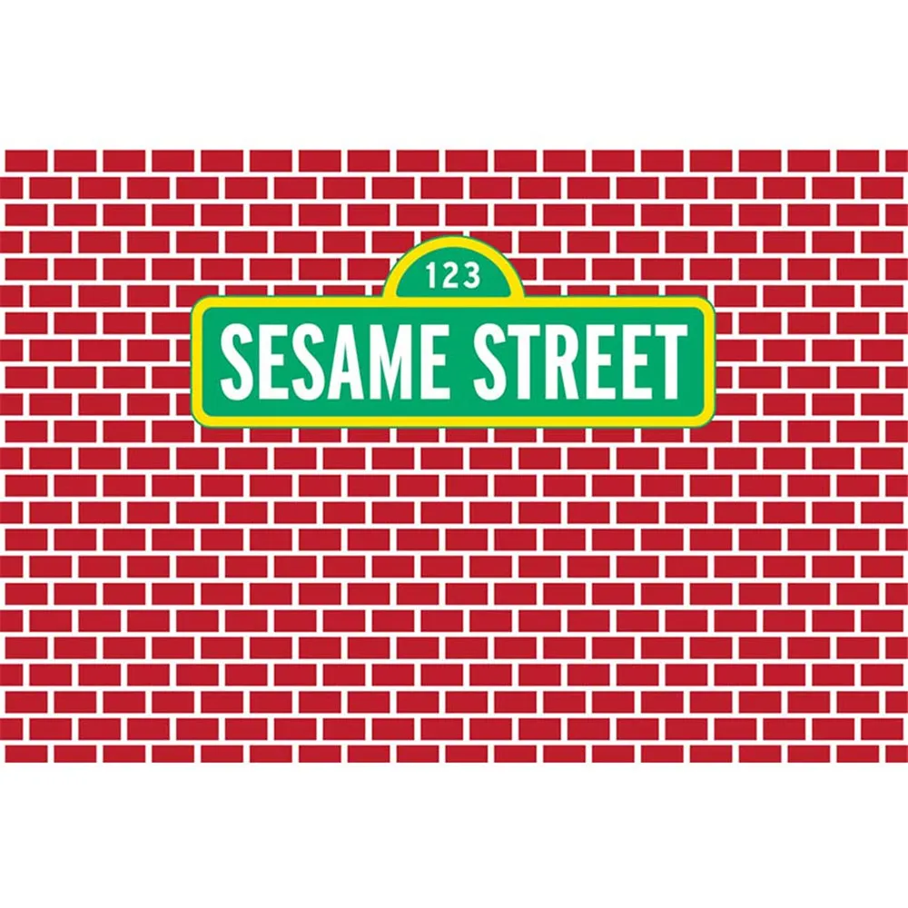 Dark Red Brick Wall Sesame Street Backdrop for Photography Baby Kids Children Cartoon Birthday Party Photo Booth Background