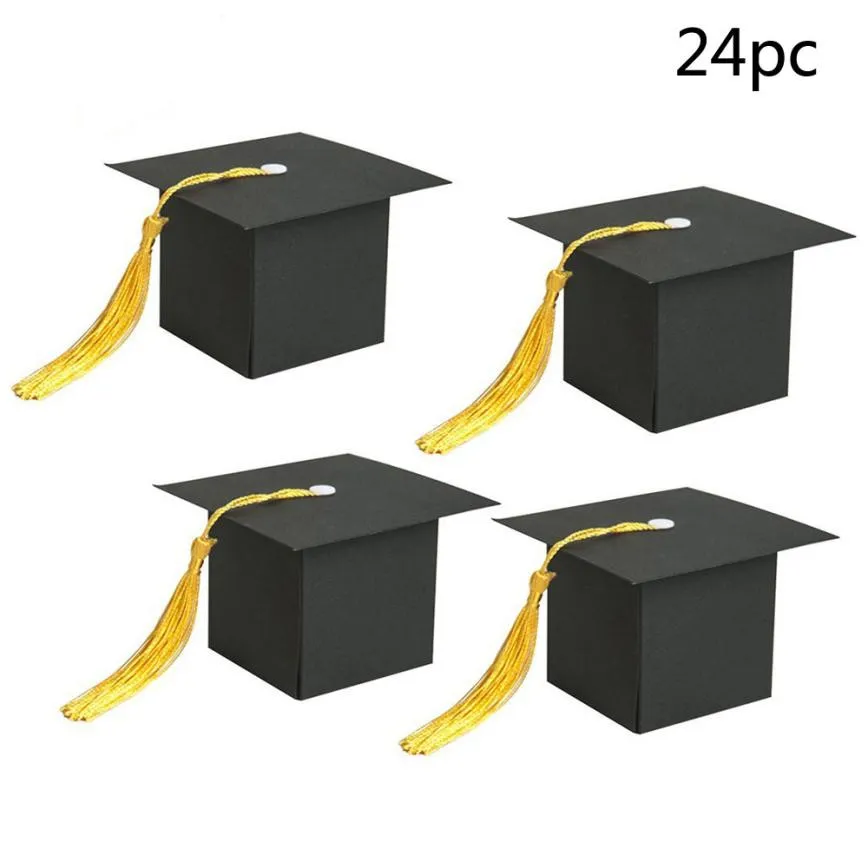 24 SZTUK Graduation Cap W Kształcie Pudełko Cukierki Cukier Czekoladowy Box Party Favor Party Decorationsupplies Dzieci Prezent