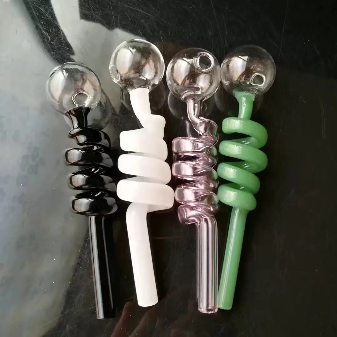 Panela em espiral reta, bongs por atacado queimador de óleo tubos de água equipamentos de tubo de vidro fumando frete grátis