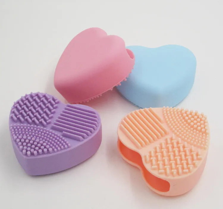 Makeup Brush Rengöring Mat Cleaner Silikon Hjärtform Kosmetisk Borste Scrubber Board Tvättkudde Make Up Tool 5 Färg för Välj DHL gratis
