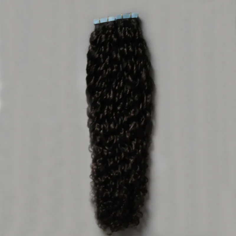 10 "-26" Hint Remy Bant Saç Uzantıları 100g Mrs Uygula Bant Yapıştırıcı cilt atkı saç uzantıları kinky Kıvırcık Bant Saç Uzantıları 40 parça
