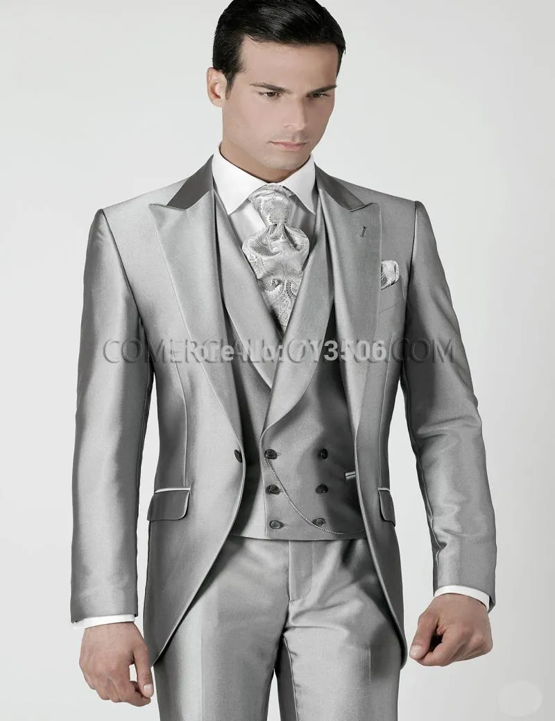 Nouvelle marque Cuissons de mariage sur mesure pour hommes 2018 Custom Custom Sliver Sliver Hoccoat Broom Tuxedos Hommes Robe de mariée Bridegroom 3 pièces Hommes costume