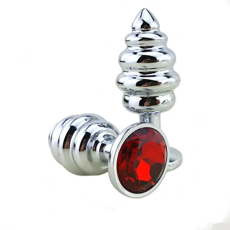 New Metal Plug anale 7 colori Butt Plugs Giocattoli Giocattoli sessuali per donne Acciaio inossidabile + gioielli in cristallo Prodotti del sesso, perline anali a spirale