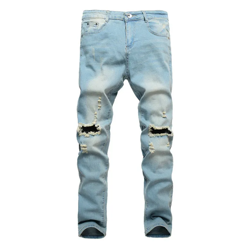 2018 Ripplate Dżinsy dla mężczyzn Patchwork Hollow Out Printed Cropped Spodnie Yong Man Cowboys Jeans Hombre Mężczyźni Ubrania 2018