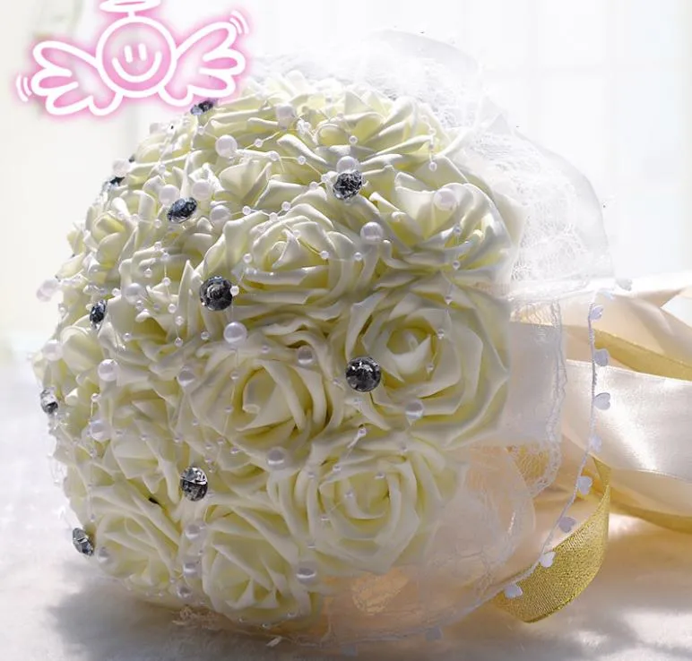 Ange éternel 18 fleurs, bouquet de mariée blanc riz, cadeau de mariage de fleurs de simulation, cadeau de mariage.
