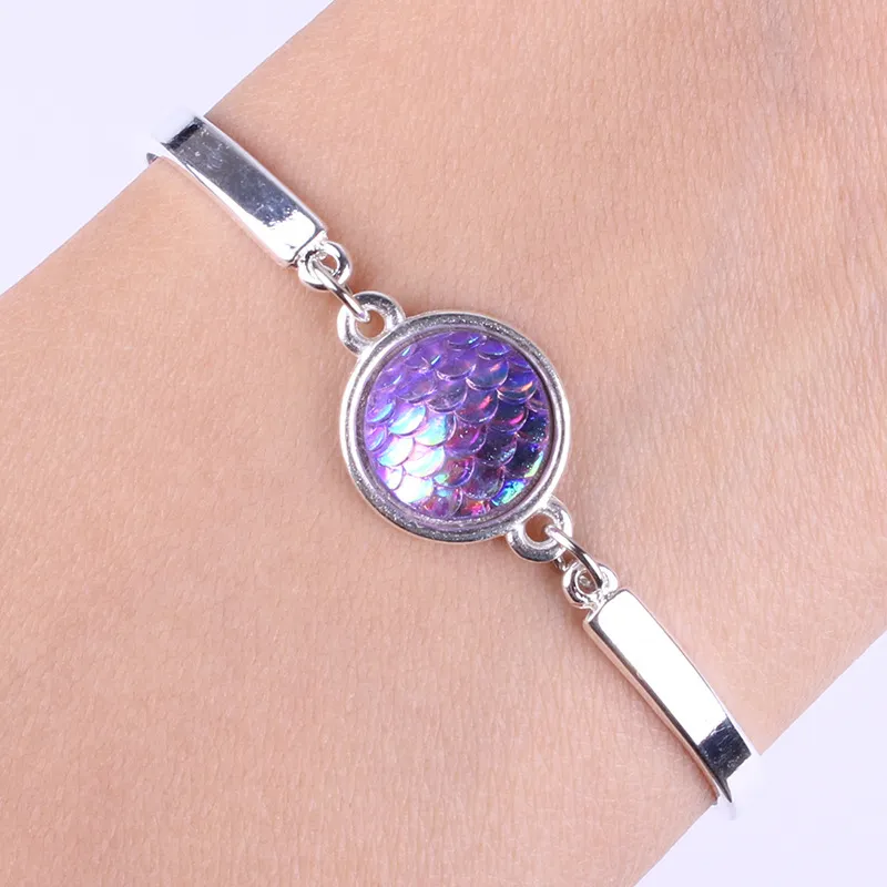 2018 hot sereia escala pulseira moda mulheres charme pulseiras multicolor mermaid lantejoulas pulseira para o amante meninas presente