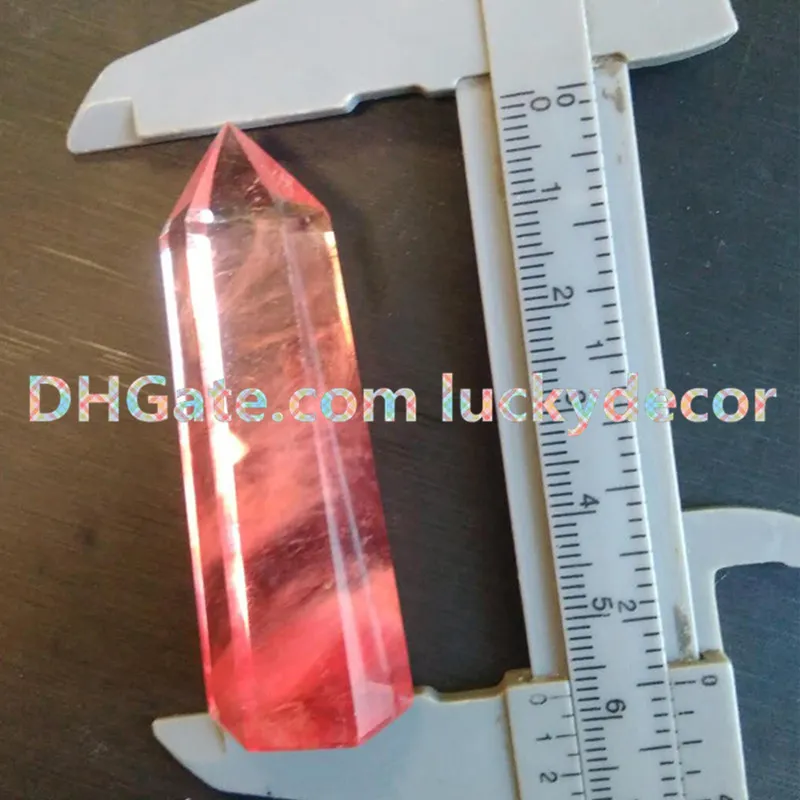 Красный плавильный кварц Стоячая точка Резной красный плавленный кварц Драгоценный камень Маленький шестиугольный заостренный Рейки Чакра Полированный жезлГенератор7783502