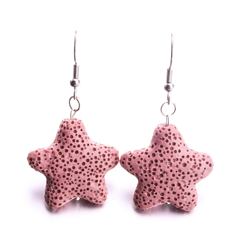 Fashion Silver Starfish Lava Stone Earrings Aromatherapy Essential Oil Perfume Diffuser Dangle Earrings for women jewelry