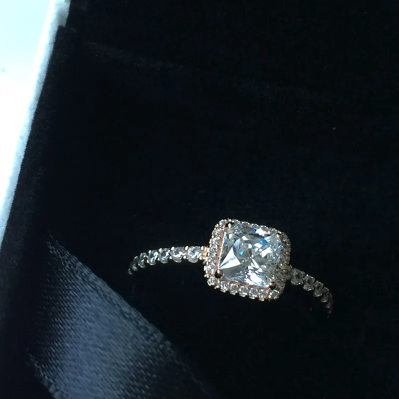 Real 925 sterling argento cz anello diamante con logo scatola originale fit pandora stile 18k oro anello di nozze anello di fidanzamento gioielli le donne
