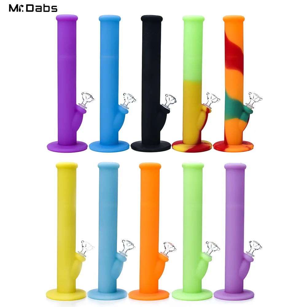 Multi Colors Silikonowa Rura wodna Silicon Hookhah z szklanymi pucharami Palenie Rury Bongs Bong w Mr_Dabs