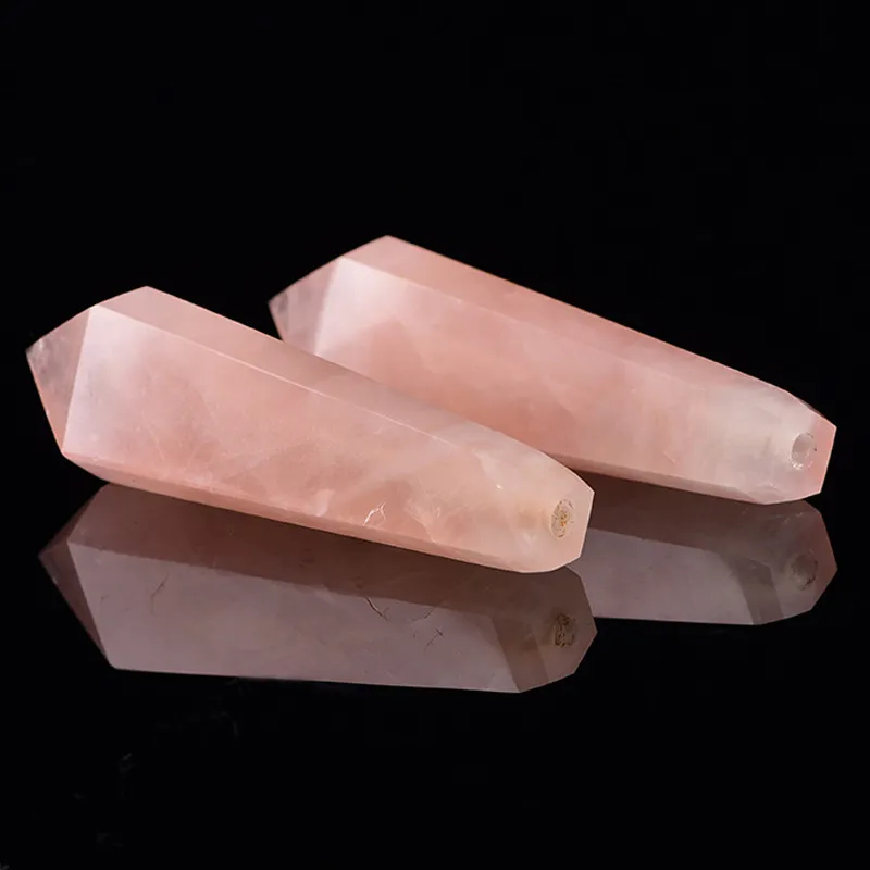 Pipa in cristallo di quarzo rosa New Age Point Gemstone Bacchetta da collezione Pipa da fumo in pietra semipreziosa naturale rosa esposizione o uso personale