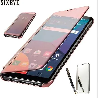 Sixeve Flip Cell Phone Fodral för Samsung Galaxy J2 Prime SM-G532F Lyxig Silikon Soft Acrylic Smack View Mirror 360 Full Cover