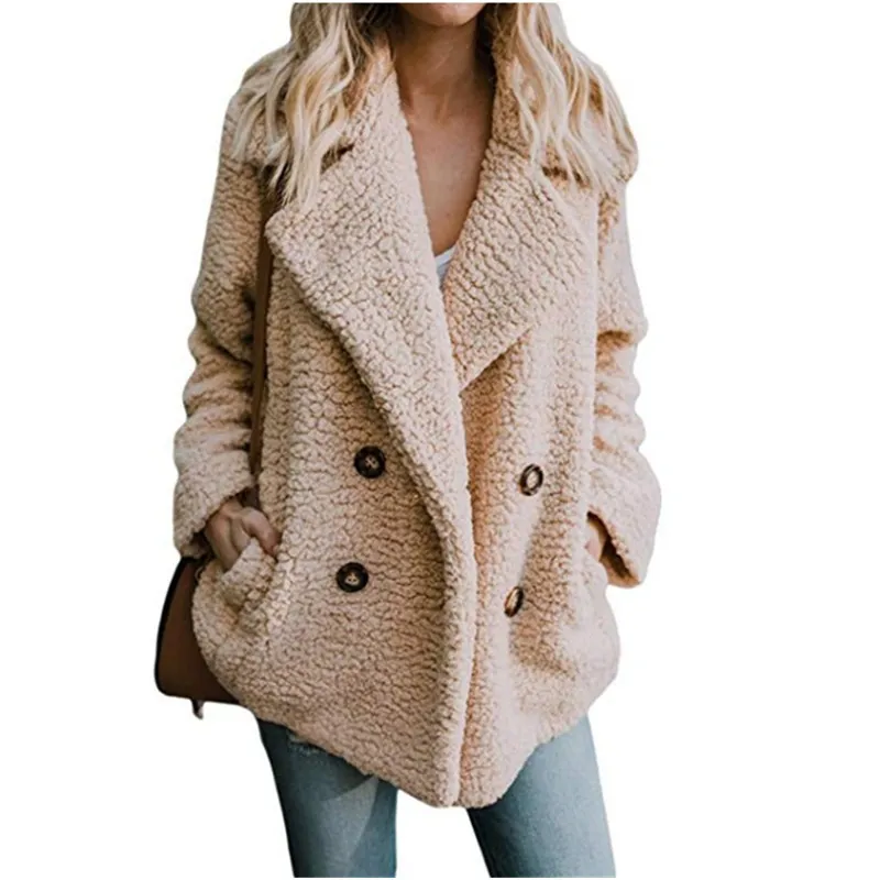 K-Coat Faux lambswool oversized jacket coat Winter warm hairy jacket Women autumn outerwear Plus Size Fur Jacket OverCoat S18101204