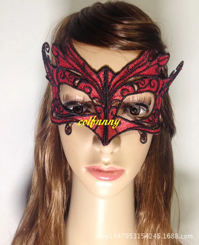100 sztuk / partia Red Hard Lace Maska Party Ball Maska Halloween Carnaval Masquerade Sexy Lady Maski