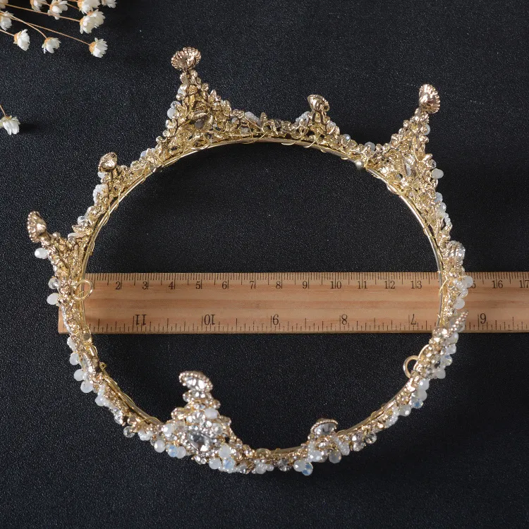 Płytkie Jin Bai Kryształy Ślubne Tiaras i korony Bridal Tiaras Akcesoria Pełne Małe Perły Bridal Tiaras Korony HG859