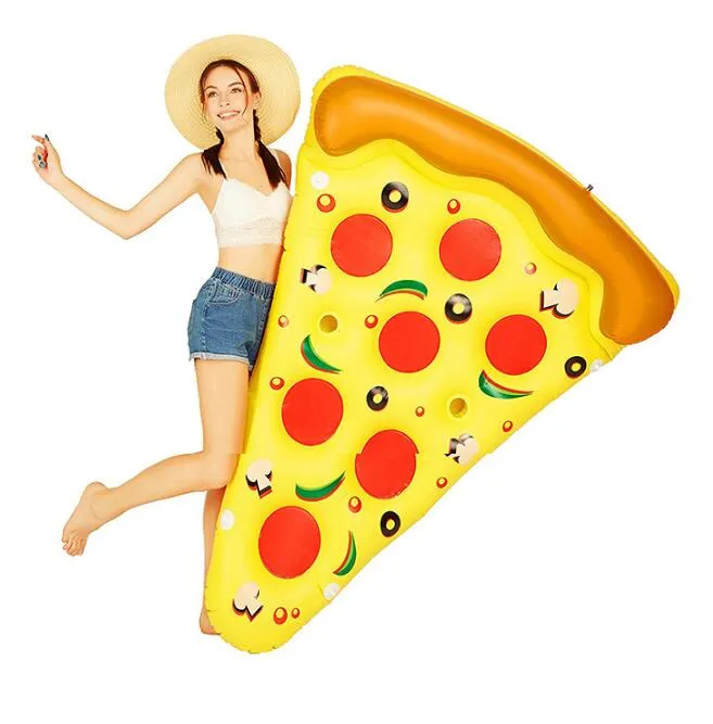 inflatable pizza mattress swimming pool floating pizza swim rings air lounge raft water sport toy leisure water bed raft row