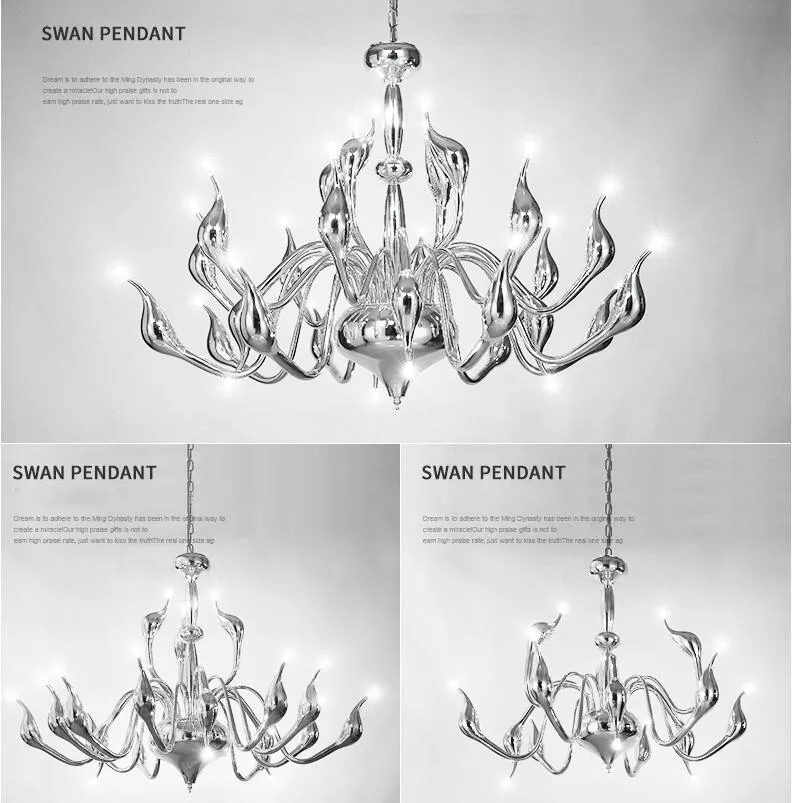 Weiße Schwanen-Kronleuchter, Beleuchtung, Pendelleuchte, Lampenbefestigungen für Schlafzimmer, Esszimmer, Wohnzimmer, Hotel