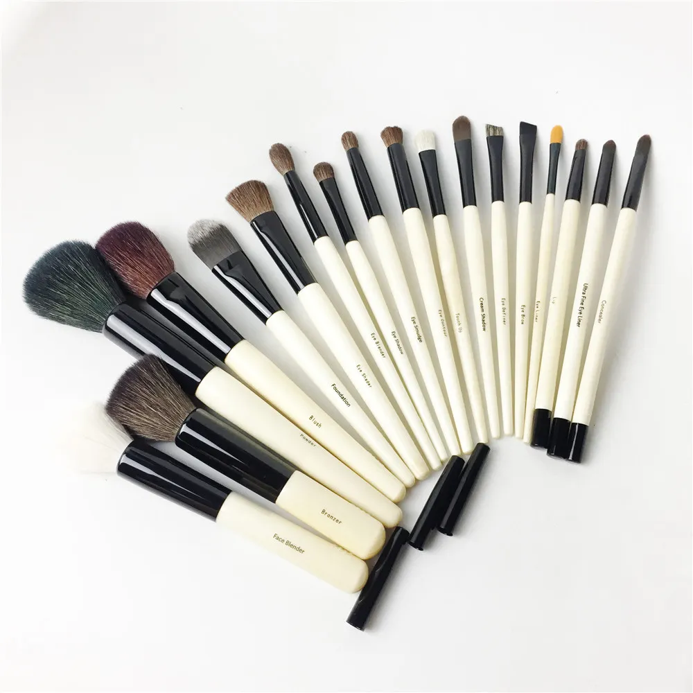 18 brosses Brushes de maquillage complètes Ensemble avec poche - Poignée en bois de qualité Kit de brosse de beauté Kit cosmétique Méximeux