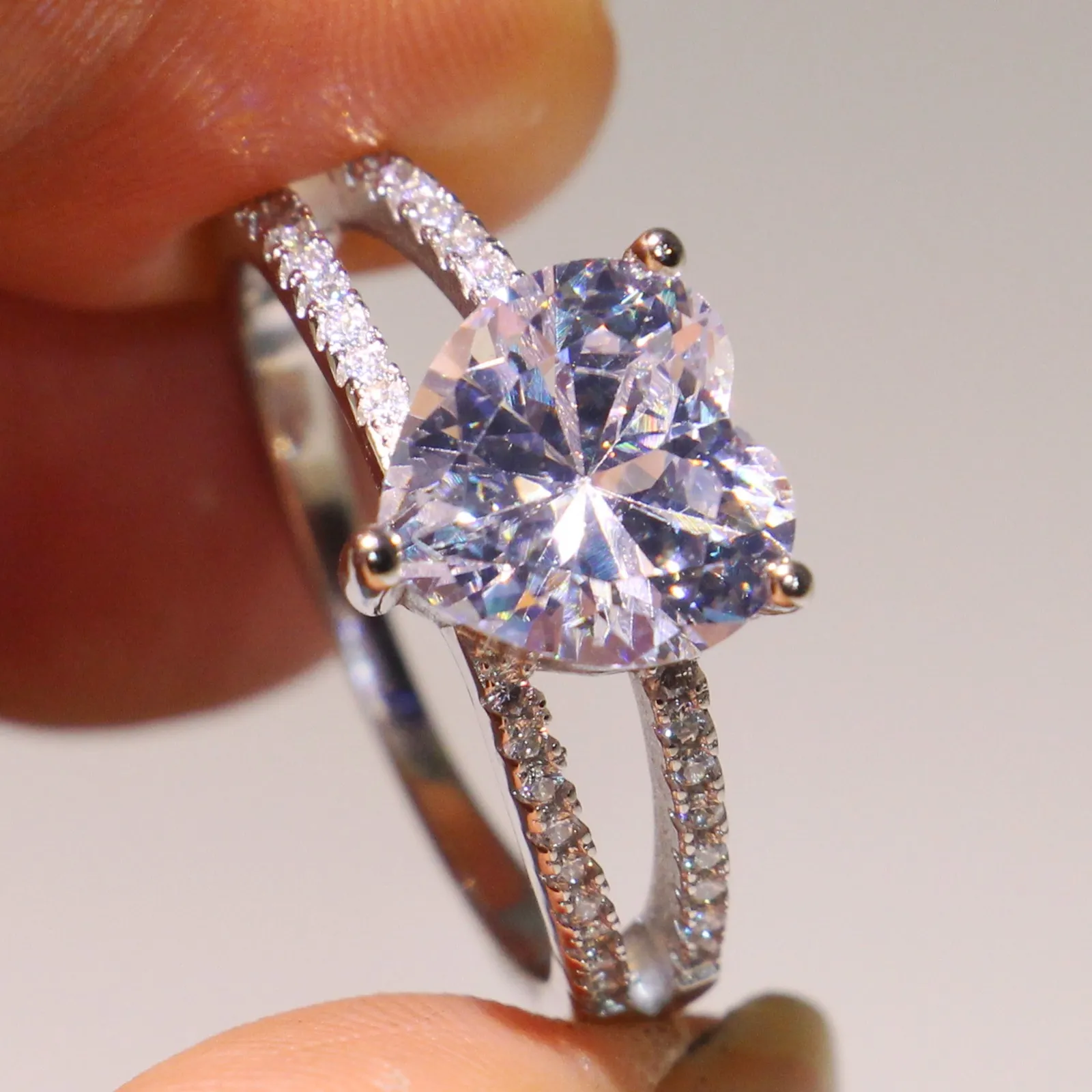 Victoria wieck prachtige luxe sieraden pure 100% 925 sterling zilveren drop water peer gesneden wit topaz cz diamant bruiloft band ring voor vrouwen