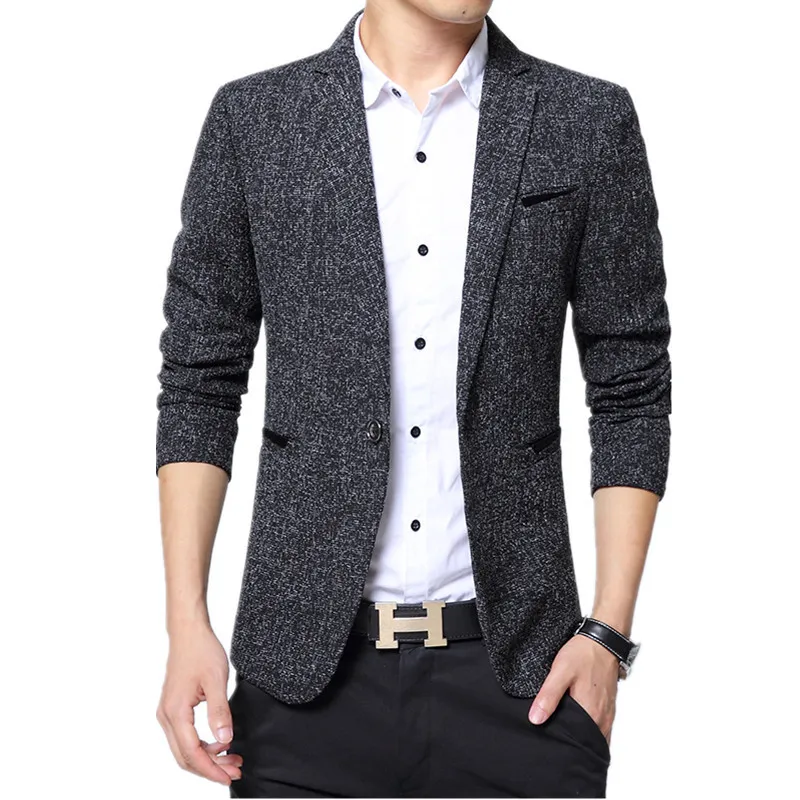 2018 Primavera Outono Tendência Da Moda Dos Homens Fino Único Botão de Manga Longa Pequeno Terno de Lã Jaqueta / Masculino Casaco de Blazers Casuais Negócios D18101001