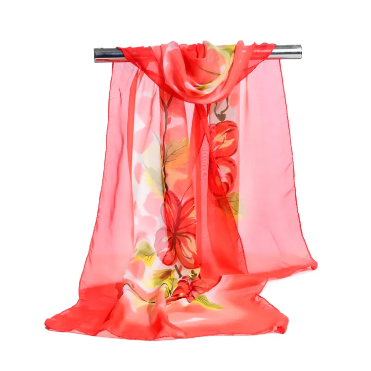 Hijab 2018 foulards à fleurs châles féminins super mousseline de soie coréen tissu décoratif climatisation paquet ceintures