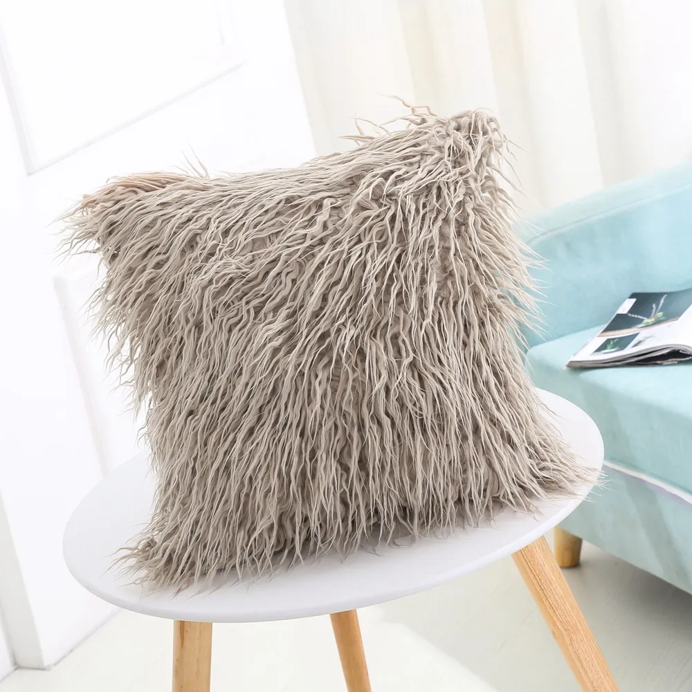 Mongolian Lamb Fur Throw Pillow Cover Sheep Skin Wool Soft Plush Pillow case Cushion cover for Living Room Bedroom