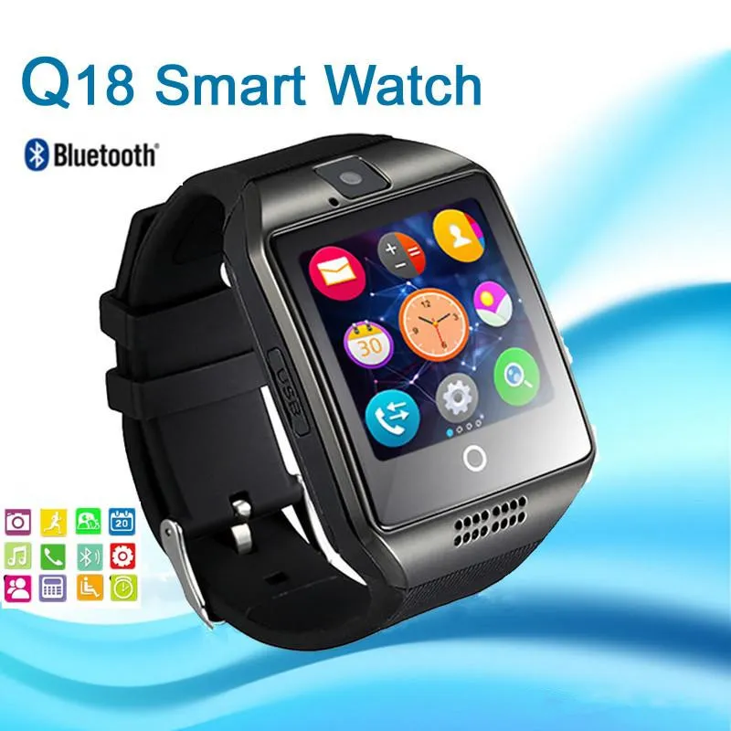 Q18 Bluetooth Smartwatch Destek SIM Kart NFC Bağlantı Perakende Perakende Paketi ile Android Smartphone Için Sağlık Akıllı Saatler