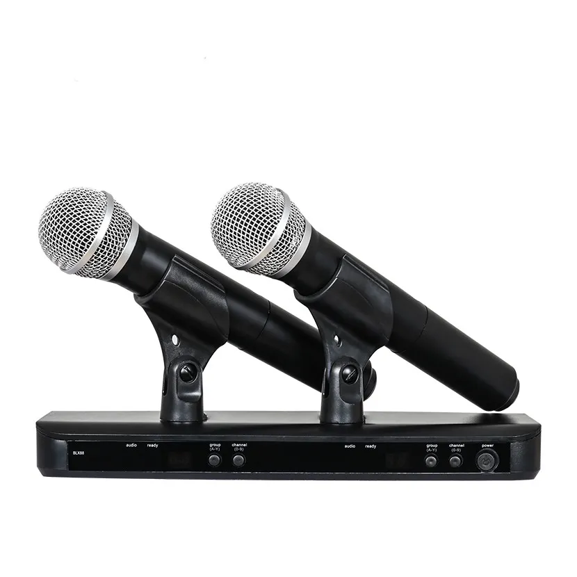 Wireless UHF Karaoke System With Dual Handheld Dsmx Transmitter Mic