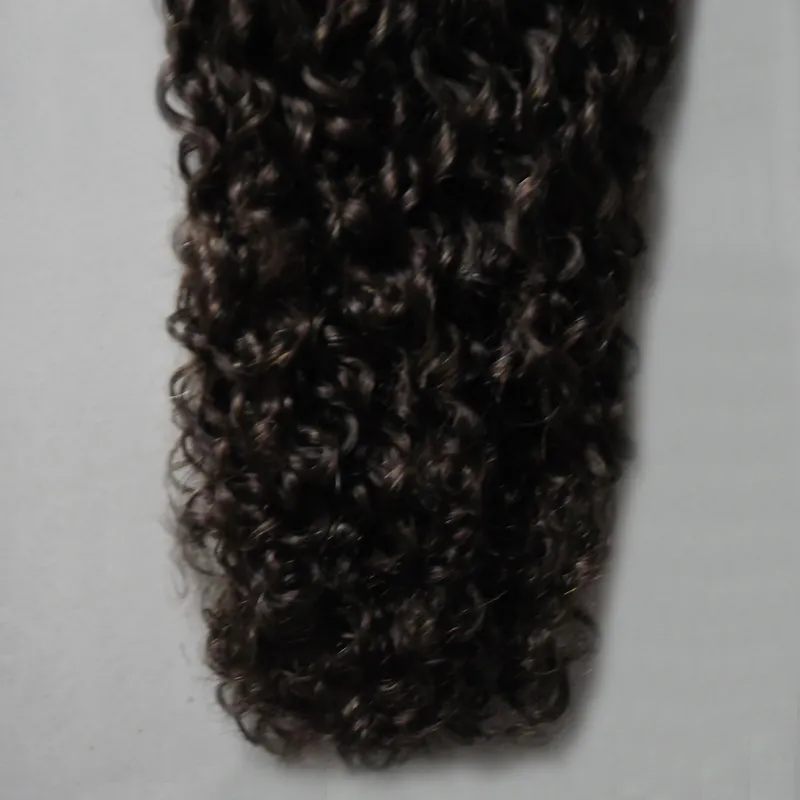 # 2 Brown Brown Afro Nastro riccio vizioso in estensioni dei capelli umani 100g Capelli vergini ricci brasiliani / set capelli della trama della pelle