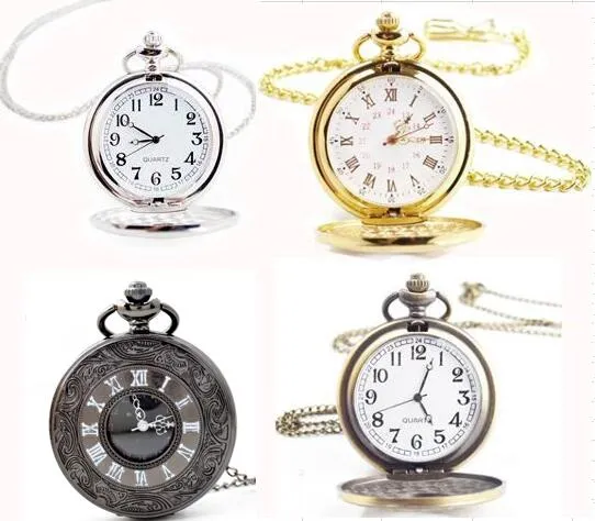 wholesale mezcle 4Colors reloj de cuarzo clásico vintage Hombres Mujeres antiguo reloj de bolsillo romano