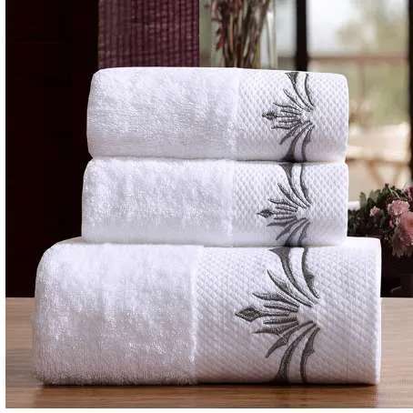 5 Star Hotel Luxury Embroidery White Monogrammed Hand Towels Set