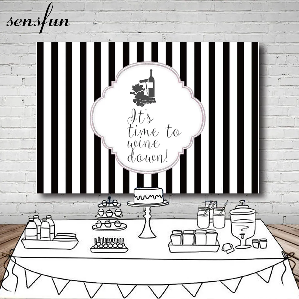 Wholesale Black And White Striped Backdrop For Photo Studio It'S Time