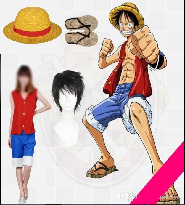 En bit apa d luffy cosplay kostym set