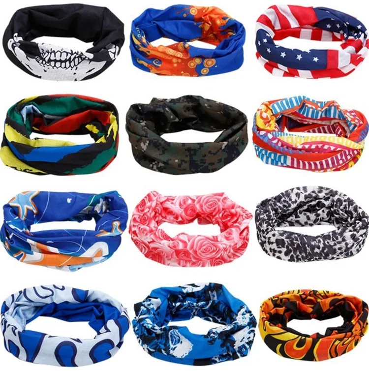 Fashion Bandanas Multifuncional Faixa de cabeça para o ar livre Turbano solar lenços de solo solar Magic Vode Ciclismo Bandanas sem costura C0121