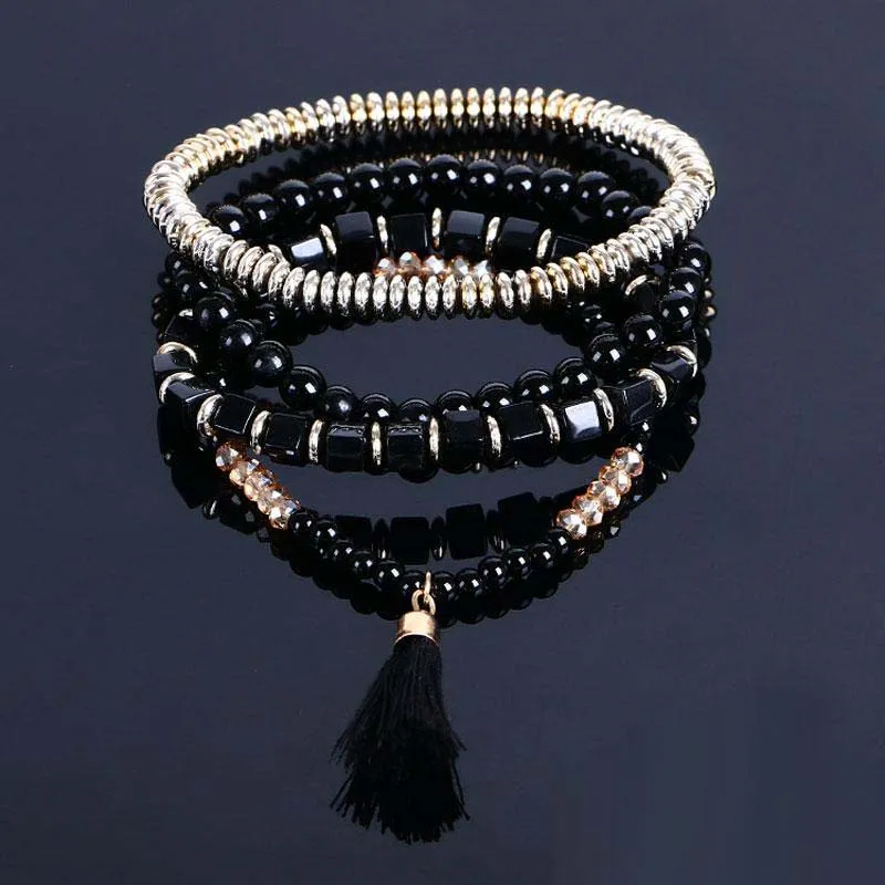 Hot New Fashion Bohemia Estilo Oceano Multcolor Charme Beads Pulseiras Conjuntos de Jóias Para as mulheres Frete grátis