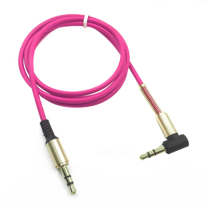 Aluminium Alloy Car Aux-kablar 3.5mm Man till Manlig Höger Vinkel Bil Auxiliary Audio Cable Cord för telefon iPod MP3 bil stereo