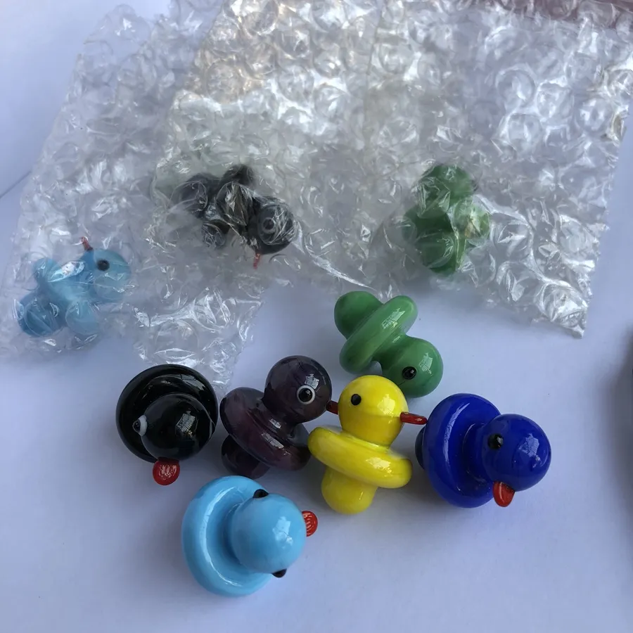 Newest Solid Colored Glass Yellow Duck UFO Carb Cap dome for glass bongs water pipes, dab oil rigs,Thermal P Quartz banger Nails