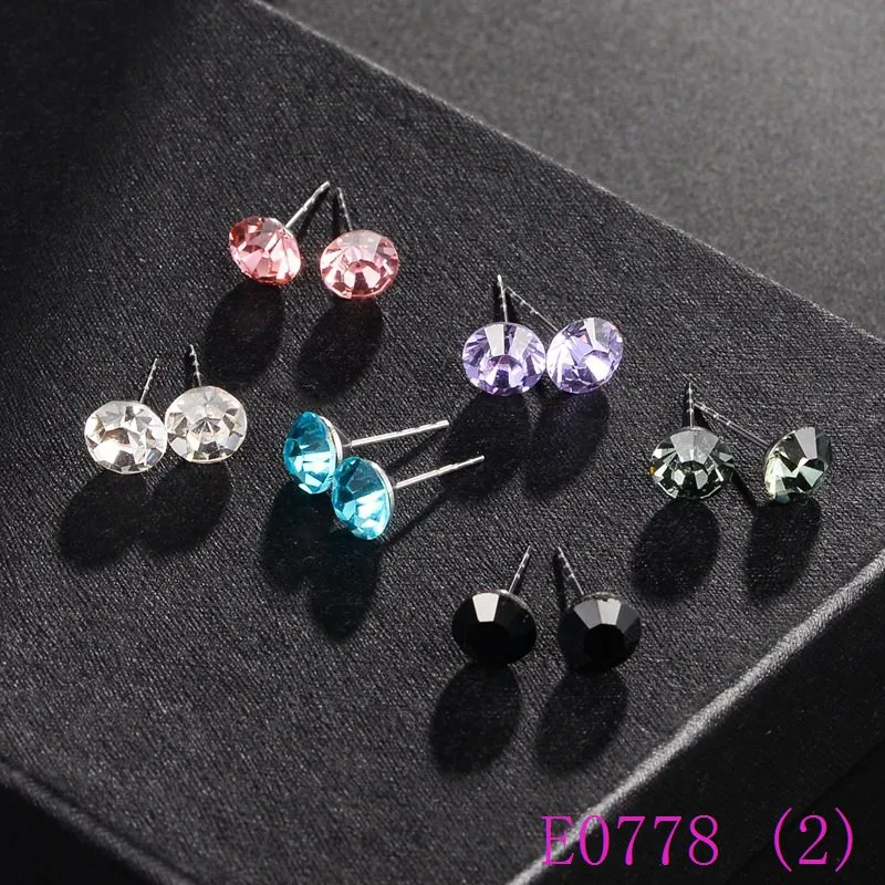 /pack Mixed stud hoop charms dangle earring For Women fashion Crystal Rhinestone ear stud E0778