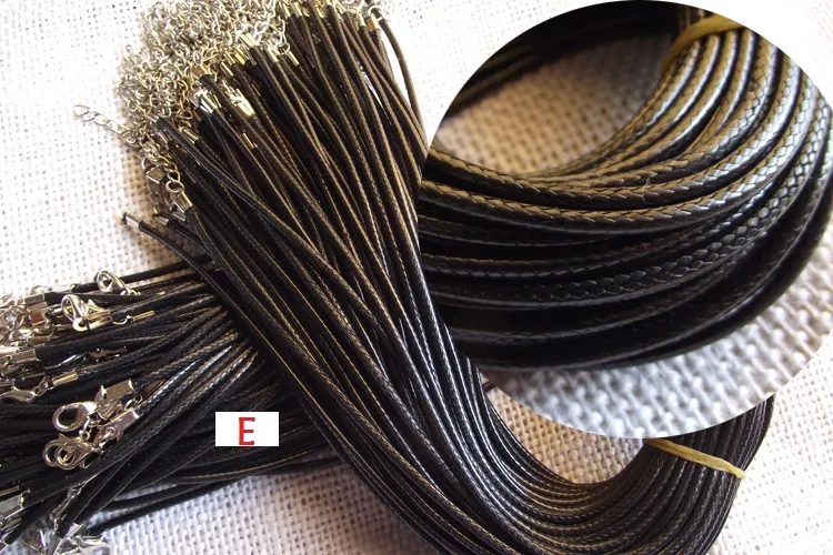 Cheap Black Wax Leather Snake Necklace Beading Cord String Rope Wire 45cm Extender Chain with Lobster Clasp DIY jewelry components 5 styles