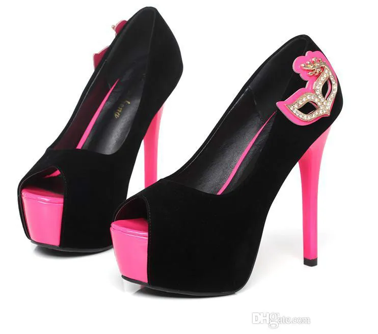 Materials Joining Deep Pink Colorful High Heels Comfortable Dress Shoes  Peep Toe Stiletto Heel Pumps from Dhgate Dress Shoes - price 48.1