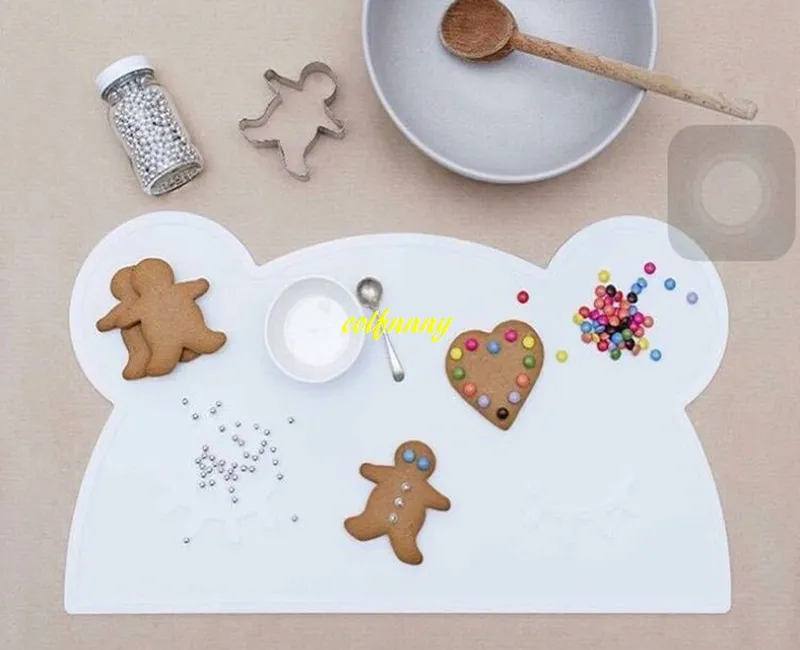 / gratis frakt redskapsmattor värmebeständigt silikon kanin björnformad placemat för barn baby porslin mat bord dekor