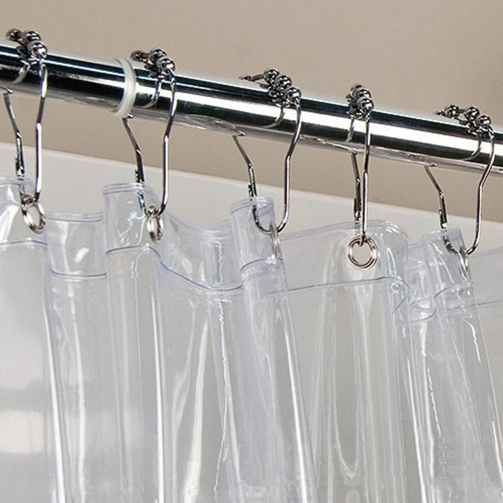 Crochets Rideau De Douche Acier Inoxydable 304 - Lot De 12, Avec Roulettes à Billes, Glisse Silencieuse, Finition Brillante