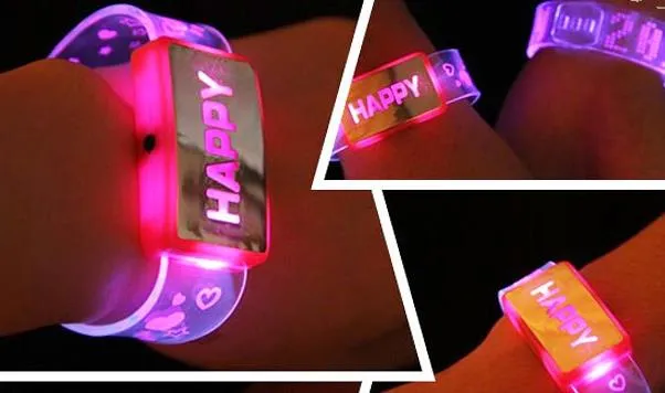 Jouet rave rave Happy Word clignotant bracelet brillance brise des bracelets Bracelets 80s 80039S Dishomose gamin fête Favors présente 3585522