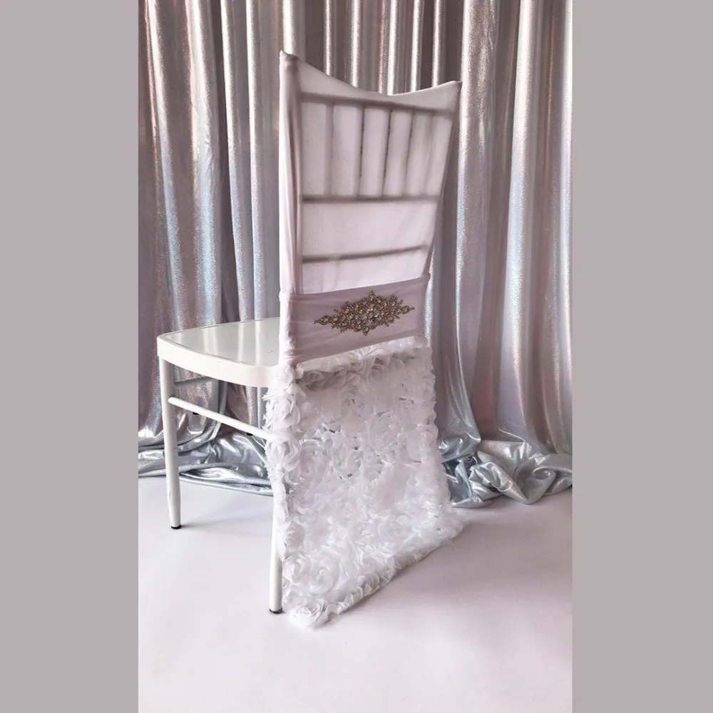 10 pièces de mariage Rose queue diamant chaise bande chaise casquette romantique Chiavari chaise couverture décoration