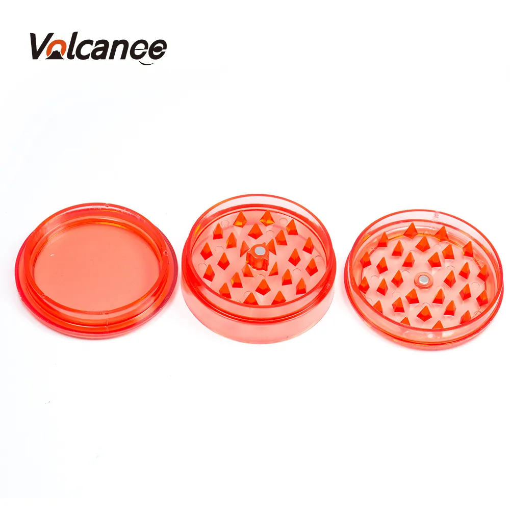 Volcanee Wholesale Newest Plastic 60mm magnetic herb Grinders 3 Parts for dry herb Grinder