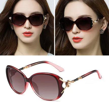 Os novos óculos de sol polarizados com óculos de sol redondos femininos podem ser combinados com a tela de face quadrada de óculos Red1765705