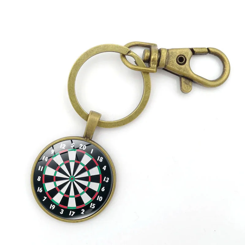 Darts target key chain Restore ancient time gem pendant key ring Dart sports lovers key holder